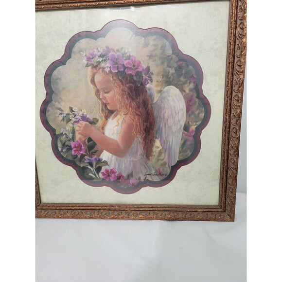 Home Interiors Vintage Framed Laurie Snow Hein Little Girl Angel Picture 17X17 - Picture 11 of 11